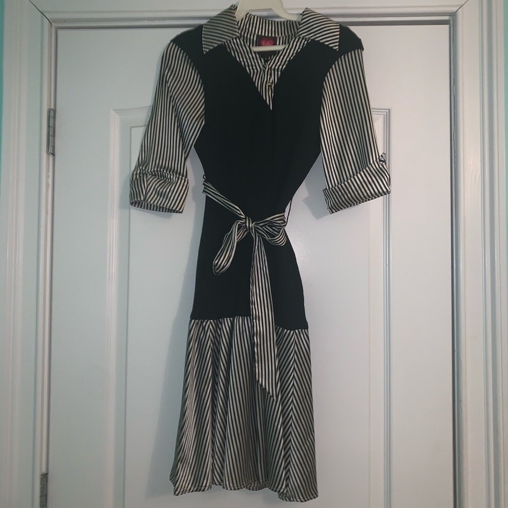 Sweater Dress with Silky Sleeve & Skirt. Sz small